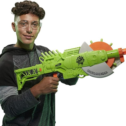 Nerf Zombie Strike Ghoulgrinder Blaster - Rotating 10-Dart Wheel, 10 Official Zombie Strike Elite Darts - for Kids, Teens, Adults
