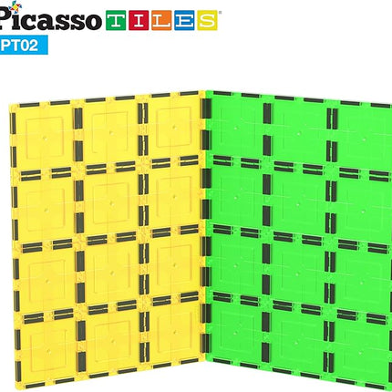 PicassoTiles Kids Toy Magnetic Building Blocks Magnet Tiles Supersized 2pc Large Stabilizer Base Jumbo XL Plate Foundation Education Construction Kit Engineering STEM Children Learning Stacking Set