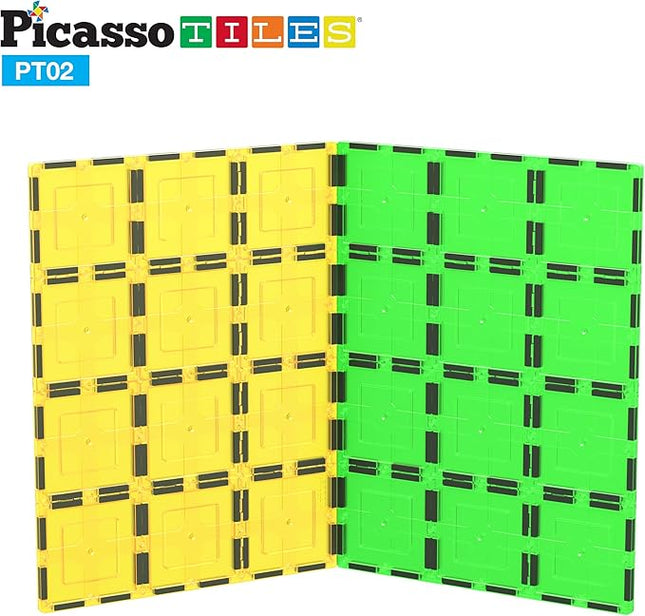 PicassoTiles Kids Toy Magnetic Building Blocks Magnet Tiles Supersized 2pc Large Stabilizer Base Jumbo XL Plate Foundation Education Construction Kit Engineering STEM Children Learning Stacking Set