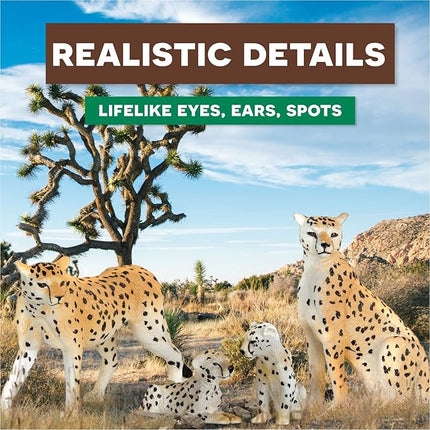 Terra by Battat – 4 Pieces Cheetah Family – 1 – 4-Inch Plastic Cheetah Figurines – Realistic Zoo Safari Animals for Kids – Educational Toy Figures – Inspires Imaginative Play – 3+ Years