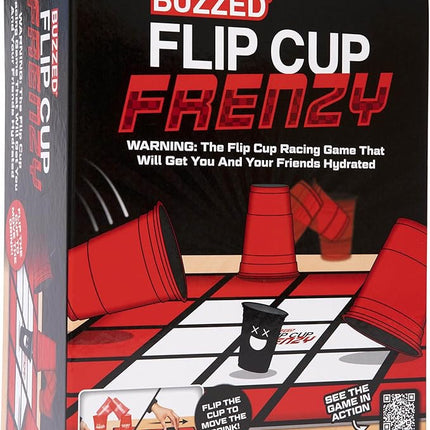 Buzzed Flip Cup Frenzy Adult Drinking Game, Party Games for Adults, Includes 1 Game Mat, 8 Flip Cups, 1 Drink Cup, and Instructions