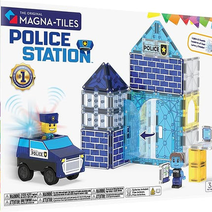 MAGNA-TILES Police Station 35-Piece Magnetic Construction Set, The Original Magnetic Building Brand