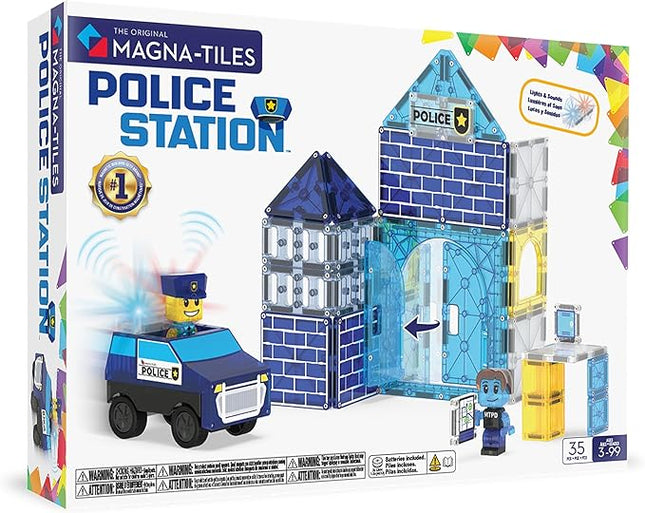 MAGNA-TILES Police Station 35-Piece Magnetic Construction Set, The Original Magnetic Building Brand