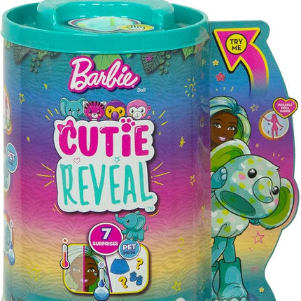 Barbie Cutie Reveal Chelsea Small Doll, Jungle Series Elephant Plush Costume, 7 Surprises Include Mini Pet & Color Change