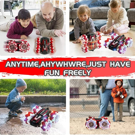 Gesture Sensing RC Stunt Car, 2.4 Ghz 4WD Remote Control Cars, Cool Lighting and Music, Double-Sided Rotating Off-Road Vehicle 360° Flipping Car, Present for Boys and Girls Aged 6-12