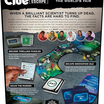 Clue Escape: The World’s Fair Board Game | Escape Room 1-Time Solve Mystery Games | Ages 10+ | 1 to 6 Players | 90 - 120 Mins.| Family Games