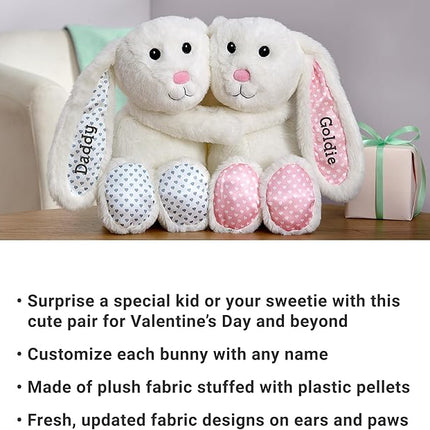 Let's Make Memories Personalized Hugging Plush Bunnies - for Birthday - Easter Bunny - Bunny Stuffed Animal for Kids - for Boy - for Girl