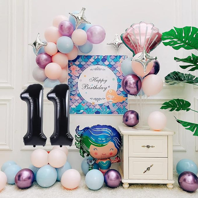 Smlpuame 40 inch Number Balloon 0-9 Black Large Number 11 Balloons,Digital Balloons for Birthday Party Celebration Decorations Supplies, Helium Foil Number Balloons for Wedding Anniversary