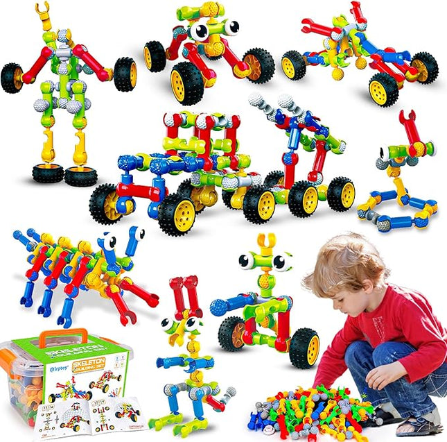 Kids STEM Building Toys for 3 4 5 6 7 8+ Year Old Boy Girl Birthday Gift, 186 Pcs Preschool Classroom Learning Activities Fine Motor Skills Building Blocks Ages 4-8 6-8 8-12 Engineering Creative Game