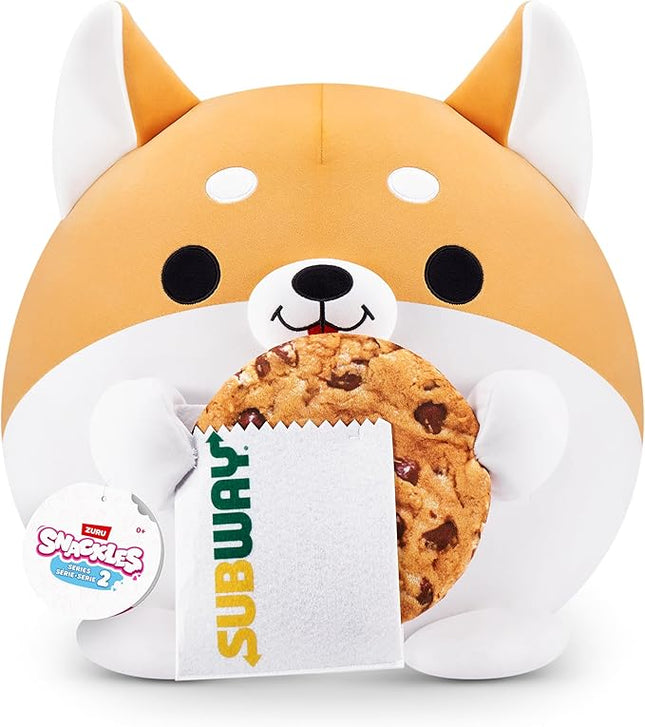Snackles Series 2 8-inch by ZURU Cuddly Squishy Comfort 8-inch Plush with Licensed Snack Brand Accessory (Corgi&Subway Cookie)