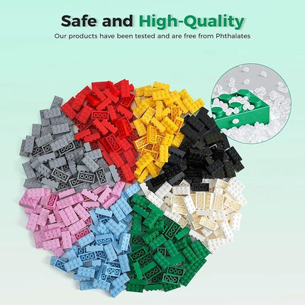 2x4 Bricks 500 Piece Classic Building Bricks and 1 Gray Baseplate, 2x4 Bricks Bulk Creative Building Toys, Blocks Bulk for Kids Ages 6+, 8 Colors