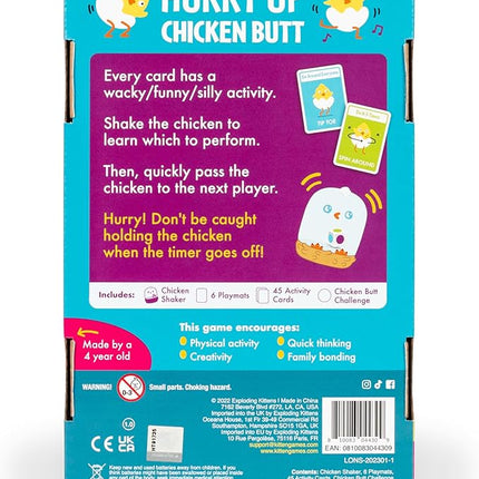 Exploding Kittens Hurry Up Chicken Butt 2-6 Players - Ages 4+ - 2 Minutes to Play - Hot Potato Style Card Game - Fun Card Game, Family Game Night, Creative Kids Game