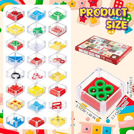 Sumind 24 Mini Maze Cube Puzzle Box Set, Balance Iq Maze Game 1.5 Inch 3D Brain Teaser Ball Ideal Prizes Gifts Puzzles Party Favor Games for Mind Challenge Gifts (Festival)