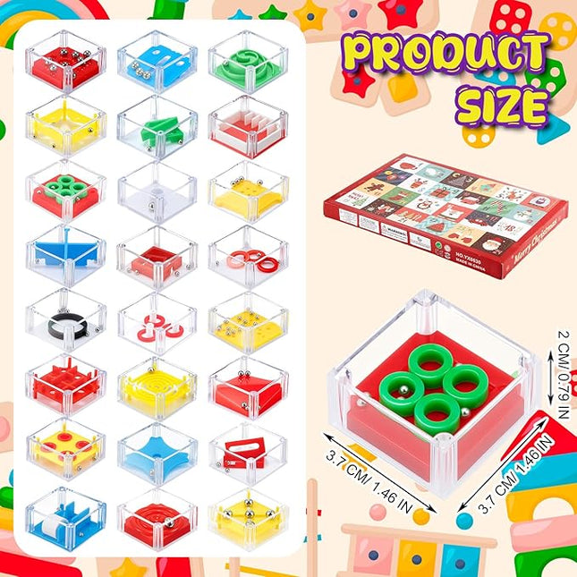 Sumind 24 Mini Maze Cube Puzzle Box Set, Balance Iq Maze Game 1.5 Inch 3D Brain Teaser Ball Ideal Prizes Gifts Puzzles Party Favor Games for Mind Challenge Gifts (Festival)