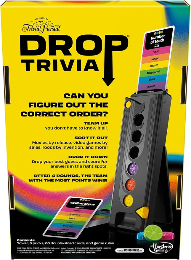 Hasbro Gaming Drop Trivia Game | Electronic Party Game with Voice and Sounds | Ages 13+ | 2 or More Players | 15 Mins. | from Trivial Pursuit | Party Board Games