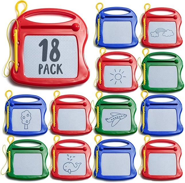 PREXTEX 18-Pack Mini Magnetic Drawing Board for Kids - Mini Doodle Pad Bulk Toys for Party Favors and Classroom Toys - Goodie Bags for Kid Birthday, Daycare, and Toddler Party Favors