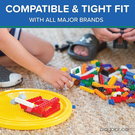 Play Platoon 1100 Pieces Building Bricks Set - 10 Classic Color Blocks - Bulk Building Blocks Compatible with Major Brands, 14 Different Shape Bricks - Includes Wheels, Tires, Axles, Windows & Door