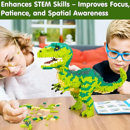 Yerloa Jurassic Set Dinosaur Toys for Kids Age 8-12 8-14 Boys, Dino Mini Micro Building Blocks Bricks Kits, 1457pcs Velociraptor Tyrannosaurus Rex for 8 9 10 11 12 13 14+ Year Old Birthday Gifts