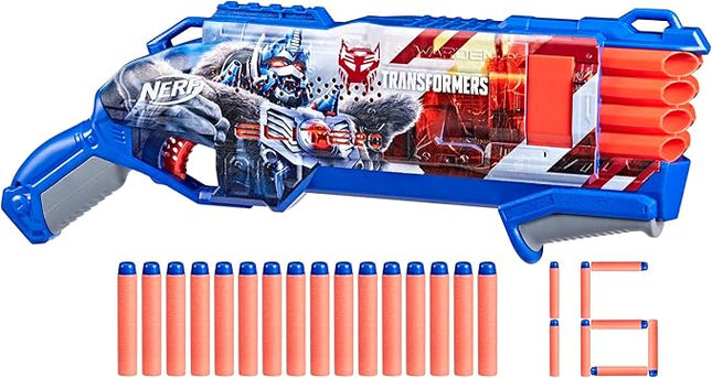 Nerf Transformers Optimus Primal Dart Blaster, 16 Nerf Elite Darts, Gifts for 8 Year Old Boys & Girls & Up