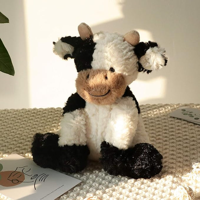 Hopearl Adorable Plush Cow Toy Floppy Dairy Cattle Soft Stuffed Animal Cute Birthday Gifts for Boys Girls Kids Toddlers, 9''