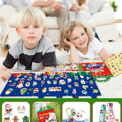 Reusable Sticker Book for Toddlers 2-4 Years, Stickers for Kids, Toddler Sticker Book Ages 1-3, Toddler Craft Activities, Toddlers Travel Toys Ages 2+ Boy Girl Birthday Gifts - Christmas