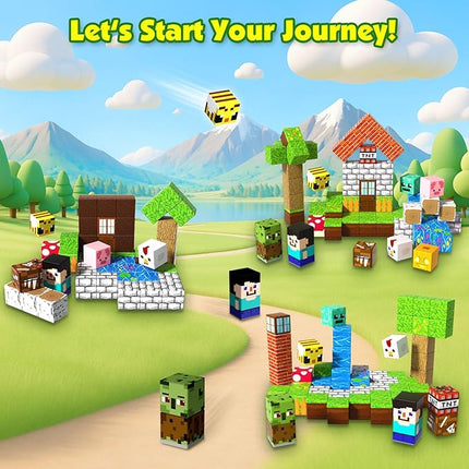 Mini Magnetic Blocks with Iron Box, 60 PCS Travel Magnetic Building Blocks, STEM Educational Building Set Construction Toys for Kids Ages 3+, Building Toys for Toddlers Boys & Girls Birthday Gift