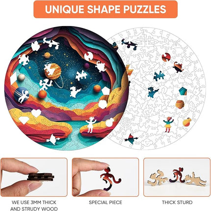 Galaxy Jigsaw Puzzle 500 Pieces - Orange Space Planet Puzzles for Adults, Stress Relief Brain Teaser Classroom Game, Creative Astronomy Gift for Teens, 16.5x16.5 in