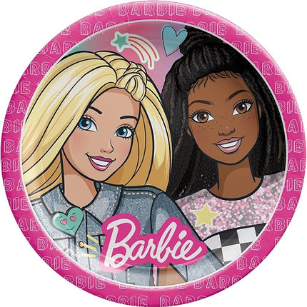 Barbie Dream Birthday Party Supplies Bundle Pack includes Dessert Plates, Lunch Plates, Napkins, Table Cover, Candles (Bundle for 16)