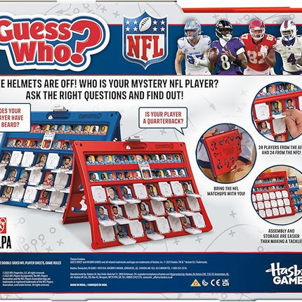 Guess Who? NFL Edition Board Game | Officially Licensed NFL Game for Kids and Families | Ages 6+ | 2 Players | 15 Mins. | Football Games