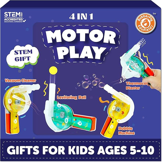 Butterfly EduFields 4in1 Motor Play Science Kit | Best Party Favor Toys for Kids Ages 5 6 7 8 9 10 11 12 | STEM Toy | Reusable & Safe | Return Gifts for Kids Ages 5+