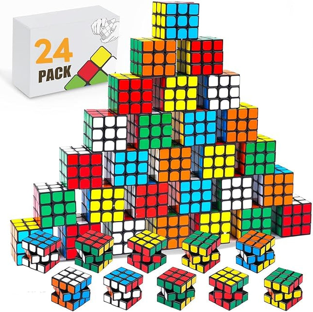 Mini Speed Cube Party Favors,Fun Puzzle Games for Kids, Classroom Gifts, and Stress Relief Toys Goodie Bags Filler Birthday Gift (24 Pack)