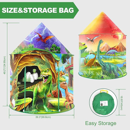 Play Tent for Kids Pretend Playhouse Indoor Outdoor Games Party Children Pop Up Foldable Tent Birthday Toy for Boys Girls Toddler Baby Playroom Gift, Wild Dinosaur Themed