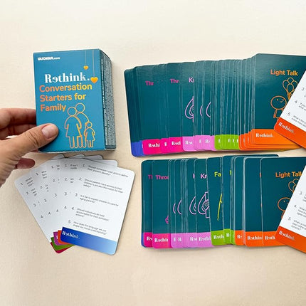 QUOKKA Conversation Cards Game - Family Edition | 500 Questions | Original Version | Share Thoughts - Fun Talking Board Game for Family Night