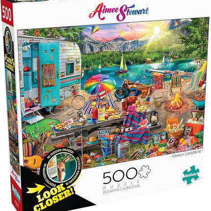 Buffalo Games - Aimee Stewart -Look Closer Family Campsite - 500 Piece Jigsaw Puzzle For Adults -Challenging Puzzle Perfect for Game Nights - Finished Size is 21.25 x 15.00
