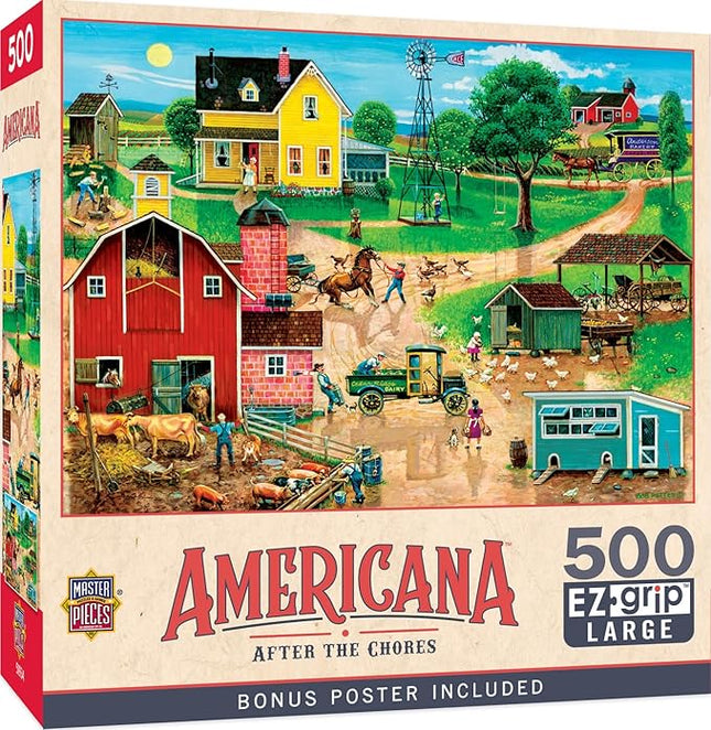 MasterPieces 500 Piece EZ Grip Jigsaw Puzzle for Adults, Family, Or Youth - After The Chores - 19.25"x26.75"