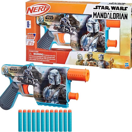 Nerf Star Wars The Mandalorian Dart Blaster, 12 Elite Darts, Internal Clip, Toy Foam Blasters for 8 Year Old Boys & Girls & Up