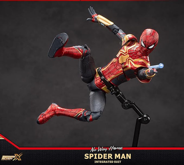 No Way HomeSpiderman Action Figures-7 Inch All Joints Movable Exquisite Collection Gift Toy (Gold & Red)