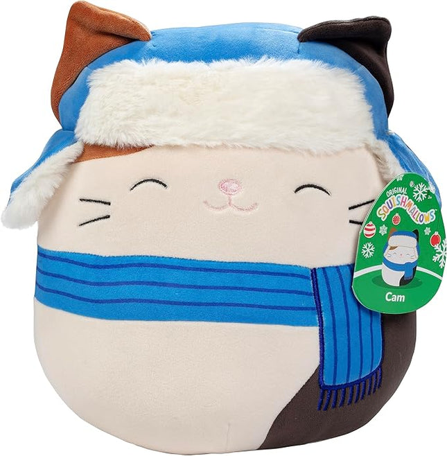 Squishmallows 10-Inch Cam The Winter Holiday Cat - Official Jazwares Christmas Plush - Collectible Soft & Squishy Kitty Stuffed Animal Toy - Limited Edition 2025 Gift for Kids, Girls & Boys