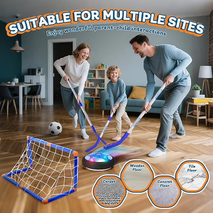 3-in-1 Hover Soccer Ball, Kids Toddler Hockey Set with LED Lights,Indoor Outdoor Toys for Kids, Soccer Gift for Boys 6-8 8-12, Birthday,Kids, Boys Girls Age 6, 7, 8, 9, 10, 11, 12