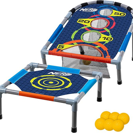 NERF Kids Bounce N Score Target Toss Game Set - Foam Ball Bouncing Game for Kids Ages 6+ - (6) Foam Bouncy Balls and (1) Scoring Target Included