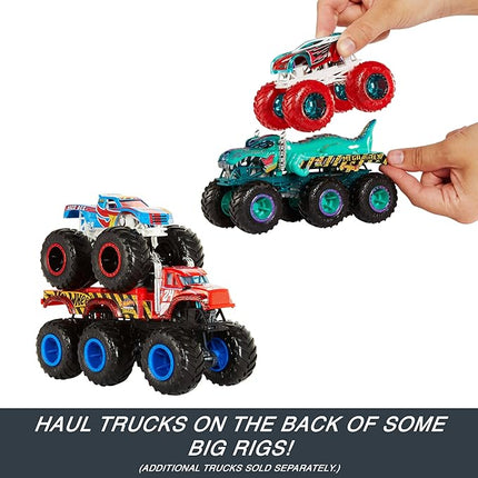 Hot Wheels, Monster Trucks 1:64 Scale Surprise Trailer Truck with 6 Wheels (Cannot Choose Model)