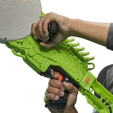Nerf Zombie Strike Ghoulgrinder Blaster - Rotating 10-Dart Wheel, 10 Official Zombie Strike Elite Darts - for Kids, Teens, Adults