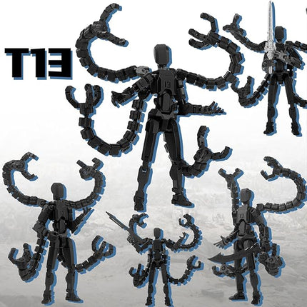Already Assembled T13 Action Figure Accessories,Dummy 13 T13 Multi-Jointed Movable,for Collectors Desktop Decorations t-13 Movability 3D Printed Toys (Black)