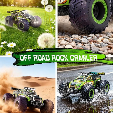 Remote Control Car,RC Cars Toy,High Speed 20 KM/H RC Truck Off-Road with 2 Headlights and 2 Rechargeable Battery,Dinosaur Toys Gift for Adult Boys Kids 4+ Years