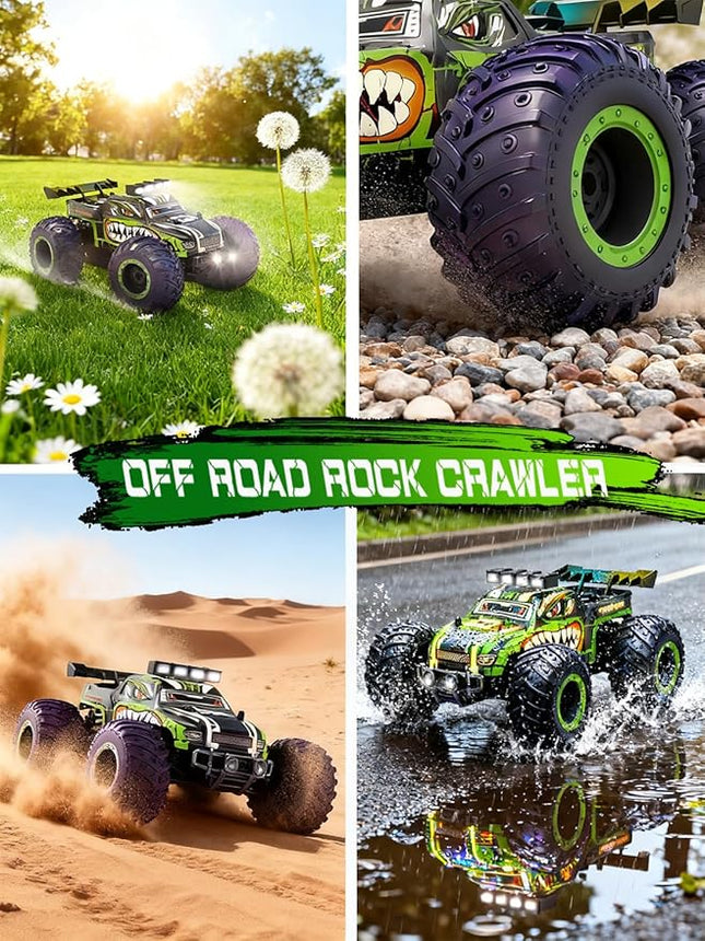 Remote Control Car,RC Cars Toy,High Speed 20 KM/H RC Truck Off-Road with 2 Headlights and 2 Rechargeable Battery,Dinosaur Toys Gift for Adult Boys Kids 4+ Years