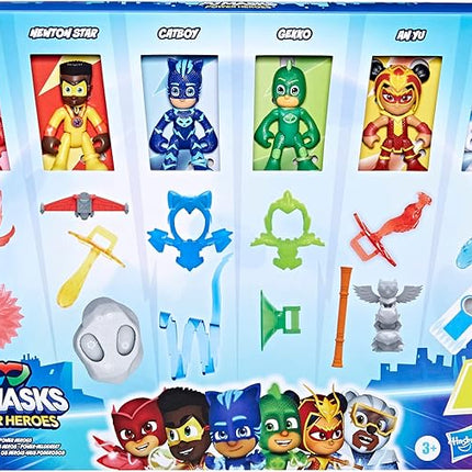 PJ Masks Power Heroes Meet The Power Heroes Figure Set with 6 Figures and 14 Accessories, Preschool Toys for Kids 3 Years and Up