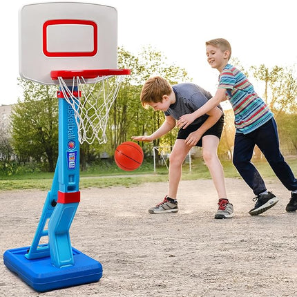 Toddler Basketball Hoop Indoor for Age 1-3, Adjustable Kids Basketball Hoop, Mini Basketball with 4 Balls for Outdoor Poolside, Birthday Christmas Sport Toys Gift for Baby Boys Girls Age 1 2 3 4