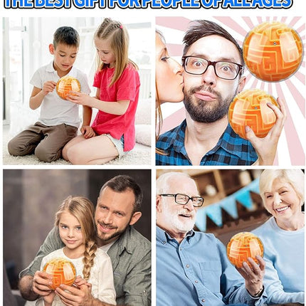 YongnKids Amaze 3D Memory Sequential Maze Ball Puzzle Toy Gifts for Kids Adults - Challenges Game Lover Tiny Balls Brain Teasers Game (Orange)