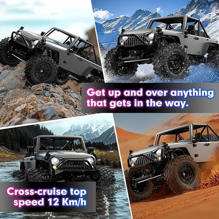 HYPER GO H12Y 1/12 Brushless 4X4 RC Rock Crawlers for Adults, Metal Case Waterproof 4WD Off-Road RC Rock Trucks with Portal Axles, All Terrain RC Cars with 2 Battery
