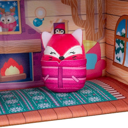 Squishville by Original Squishmallows Ski Chalet - Includes Four 2-Inch Skis, Snowboard, Snowman, Chair, Bed, and Playscene with Ski Slope - Amazon Exclusive